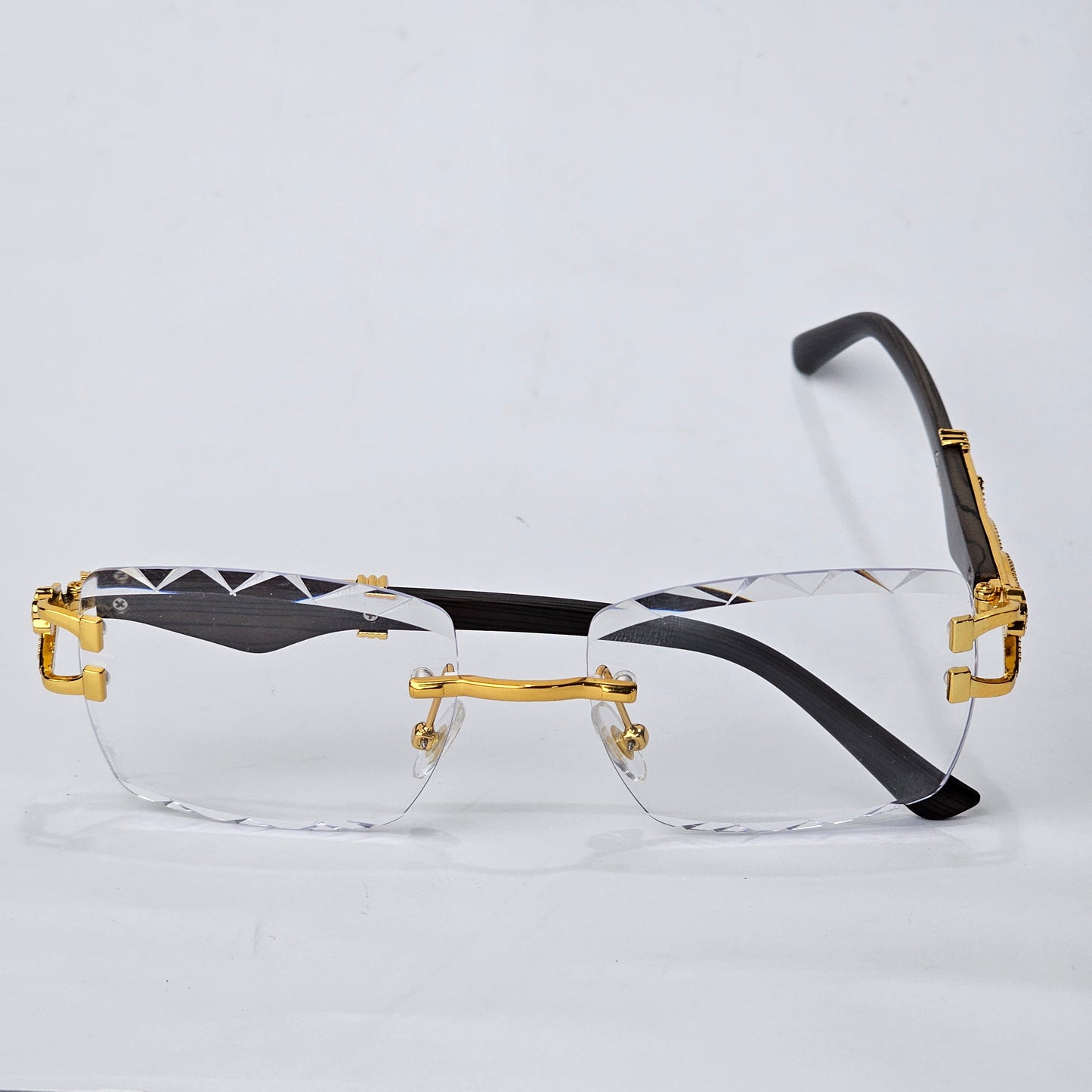 Carved Rimless Bling - Unjaded - Transparent