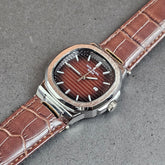 Patek Philippe - Silver - Brown Leather Strap