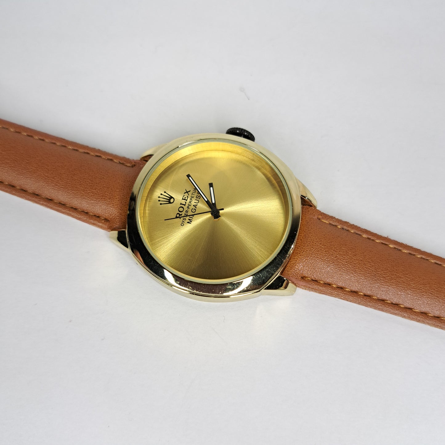 Rolex Plain MILGAUSS - Gold - Tan Faux Leather Strap