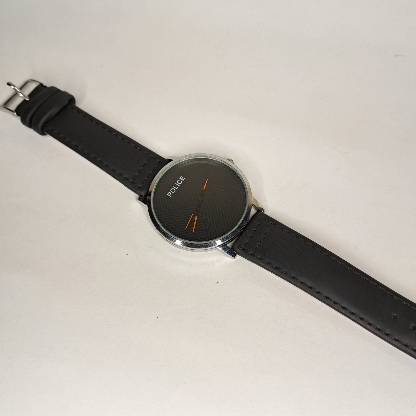 Police - Silver - Black Faux Leather Strap