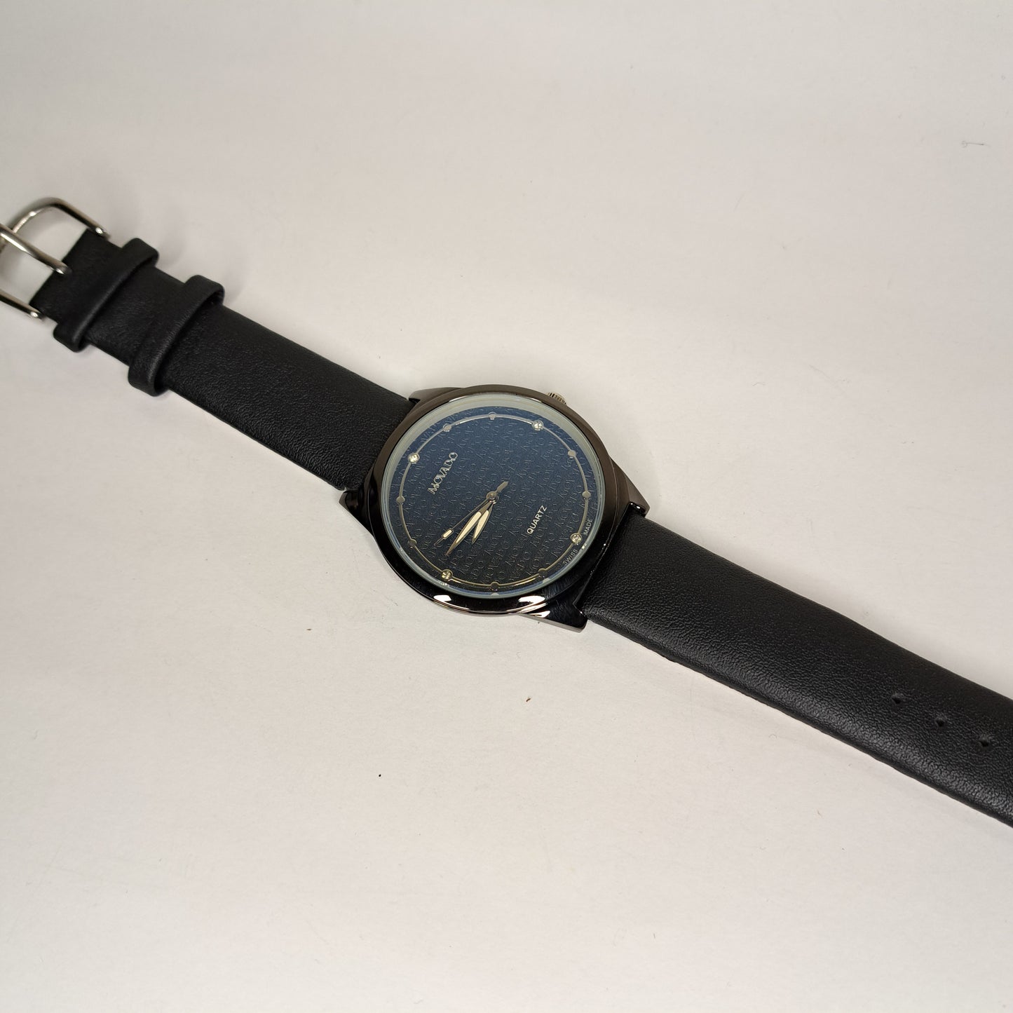 Movado - Black - Black Faux Leather Strap