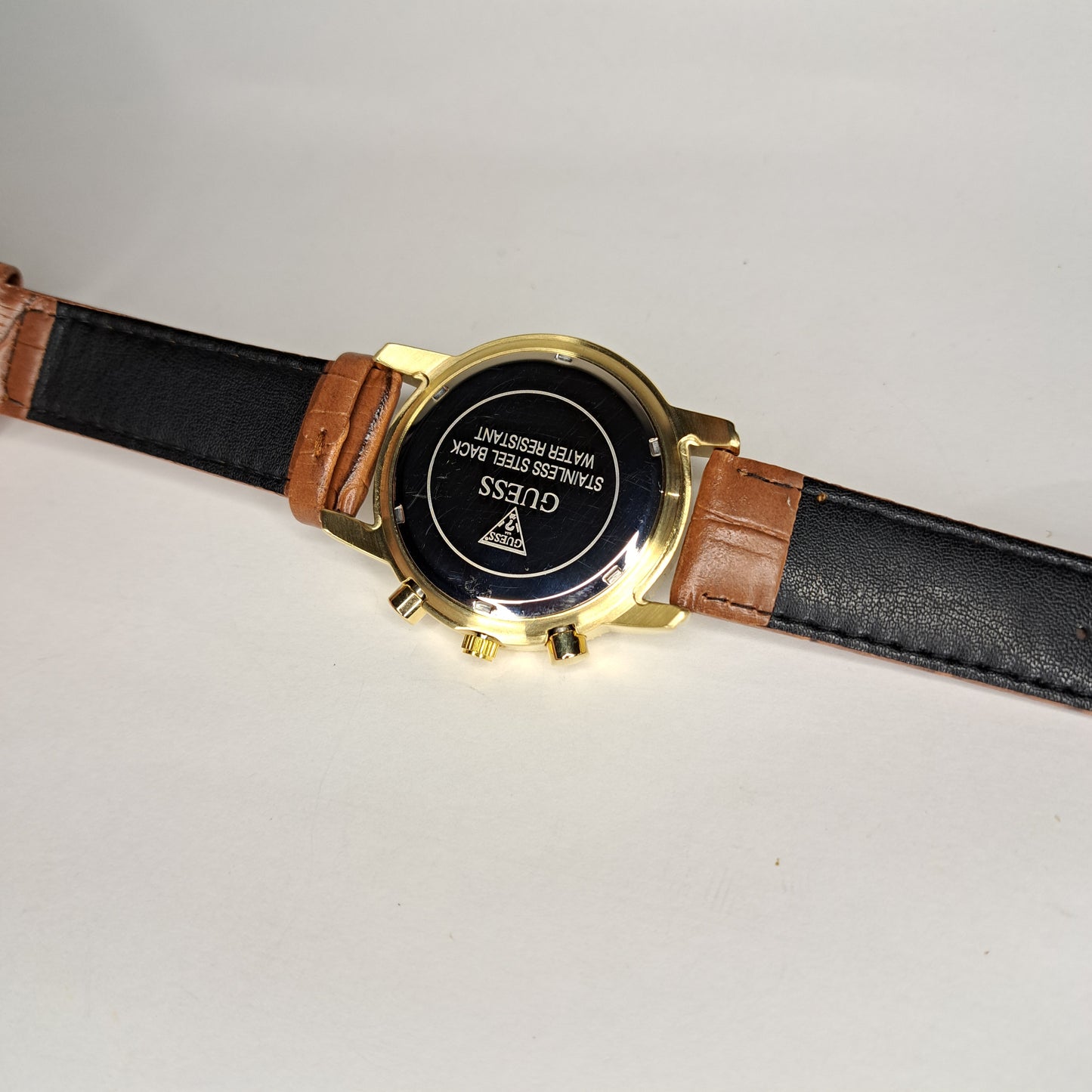 DIAMOND GUESS - Gold - Tan Genuine Leather Strap