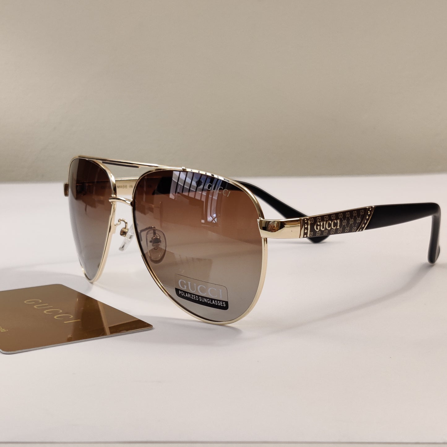 Bling Aviators - 4286 - Gucci - Polarized - Brown/Gold