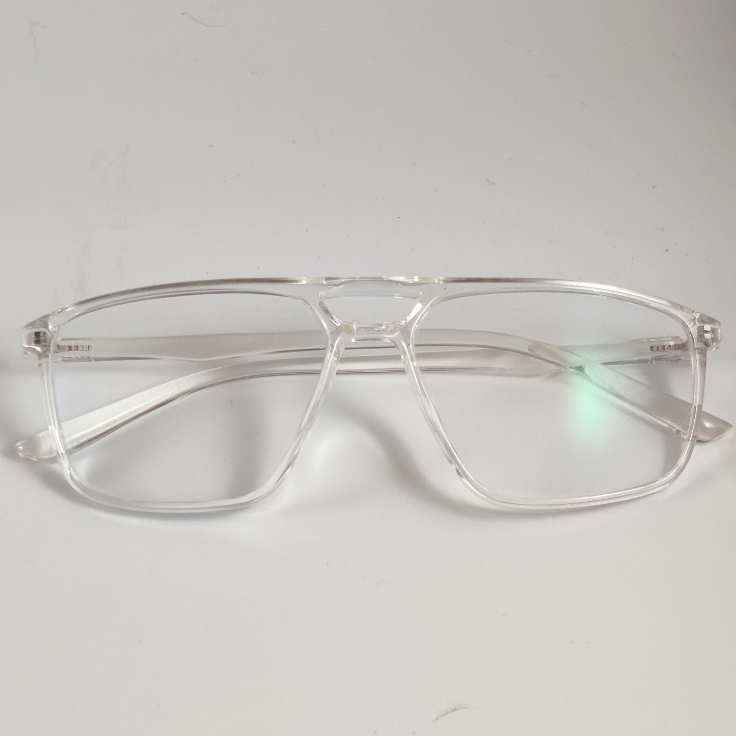 Double Bridged Retro Transparent - Clear - Screen Glasses