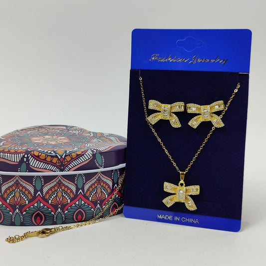 Golden Bow Jewelry Set - 400-004