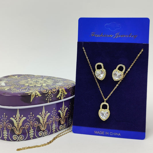 Golden Love Lock Jewelry Set - 400-009