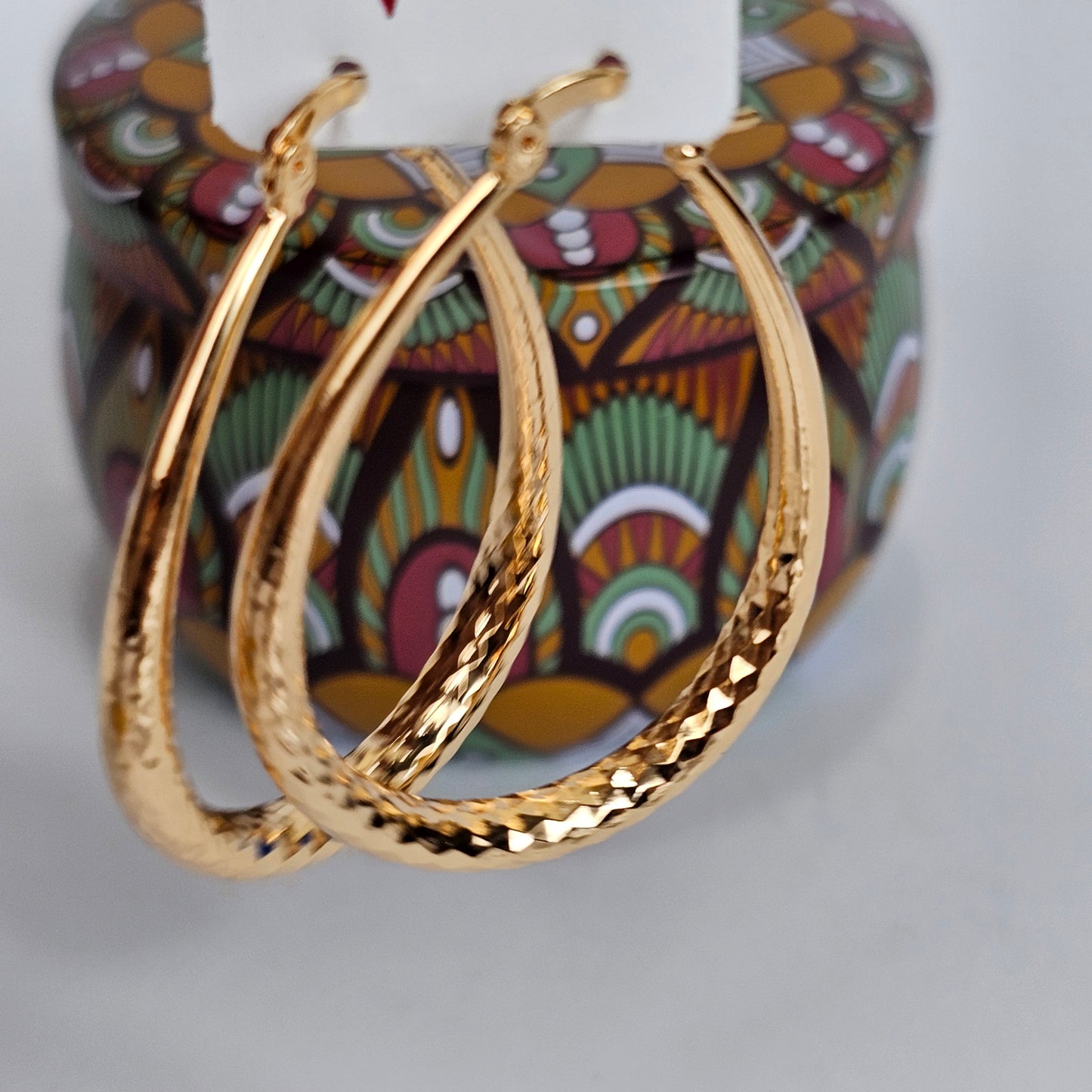 Gold Oval Hoops Earrings - 200-011