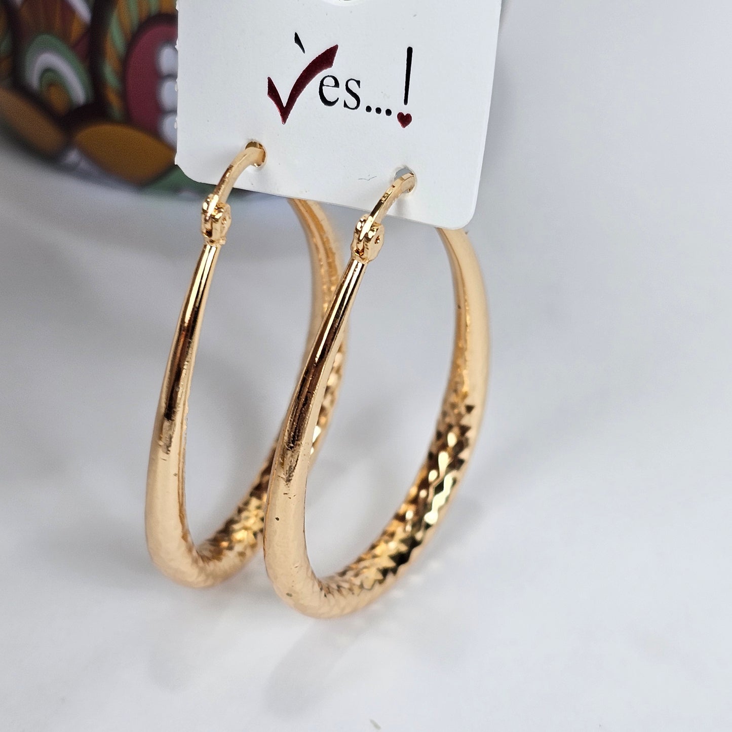 Gold Oval Hoops Earrings - 200-011