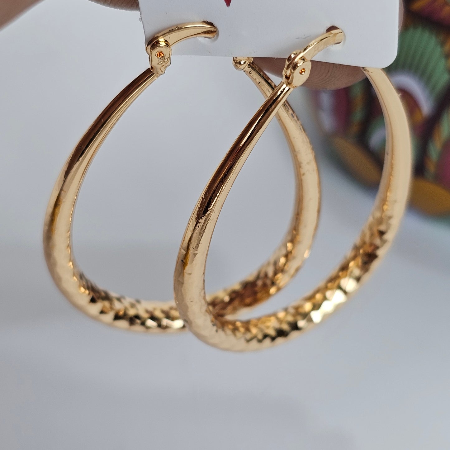 Gold Oval Hoops Earrings - 200-011