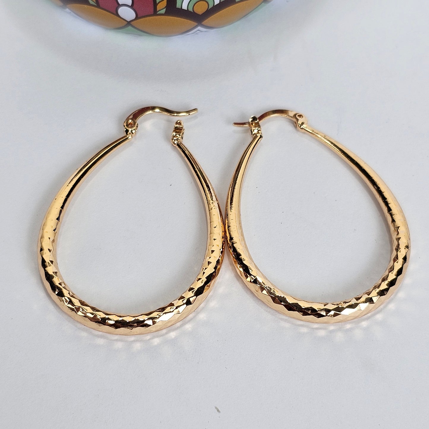 Gold Oval Hoops Earrings - 200-011