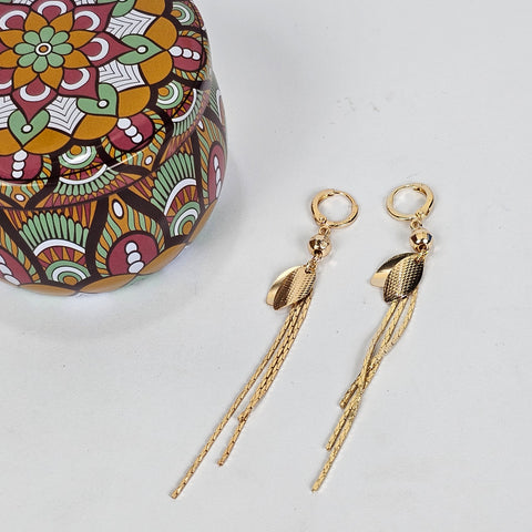 Leaf Gold Chain Earrings - 200-009