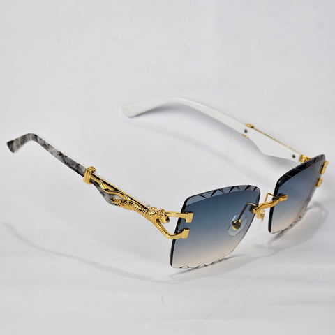 Carved Rimless Bling - Unjaded - White