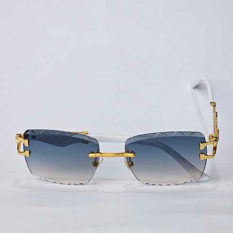 Carved Rimless Bling - Unjaded - White