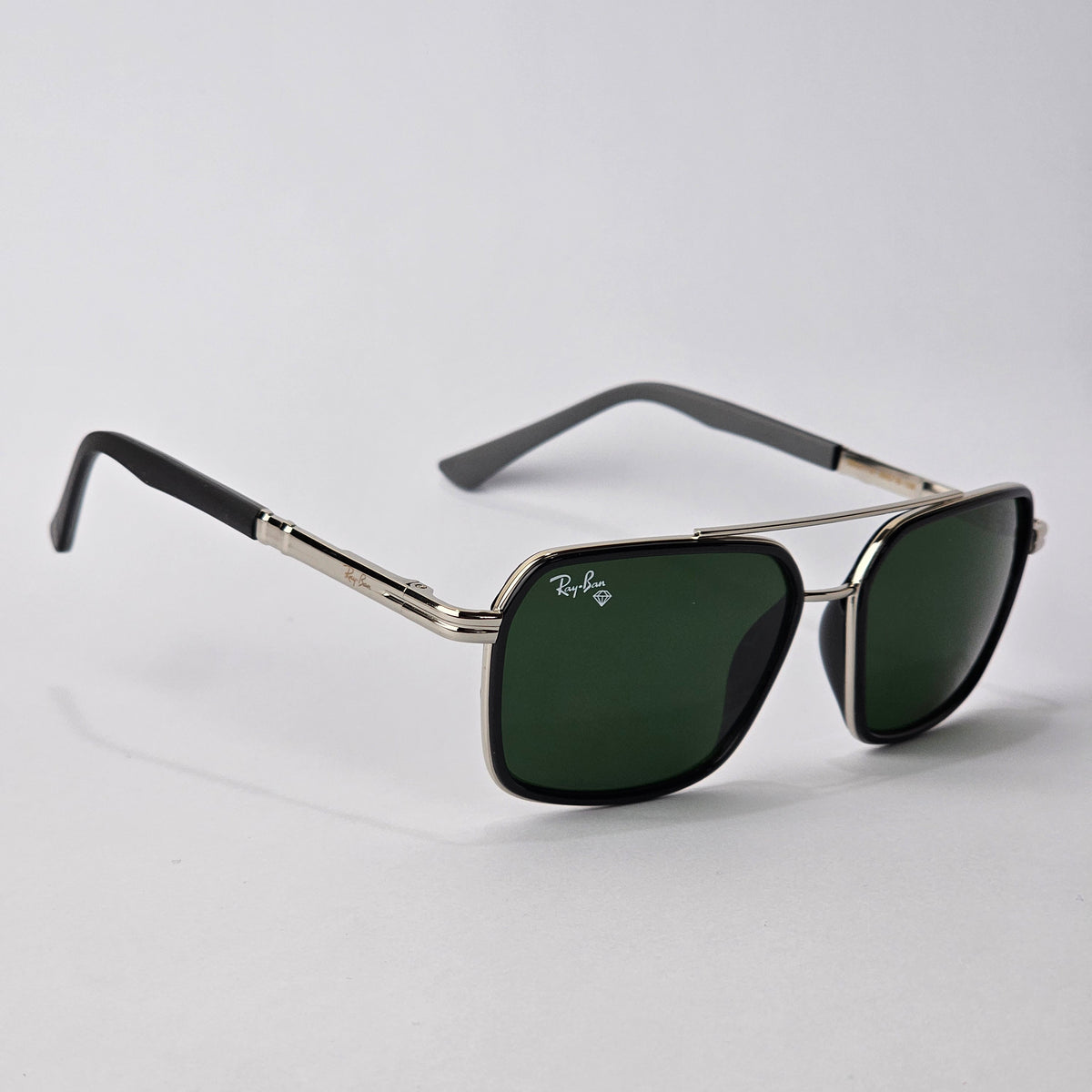Bold Rectangle Aviators - 22013 - RB - Silver - Unisex