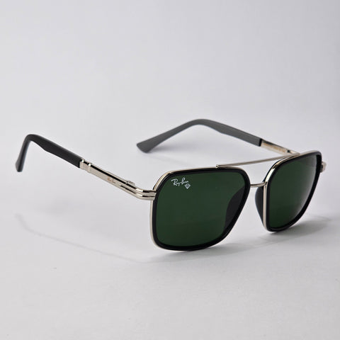 Bold Rectangle Aviators - 22013 - RB - Silver - Unisex