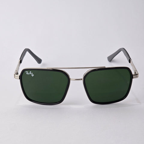 Bold Rectangle Aviators - 22013 - RB - Silver - Unisex