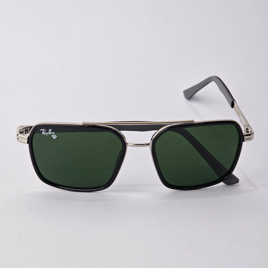 Bold Rectangle Aviators - 22013 - RB - Silver - Unisex