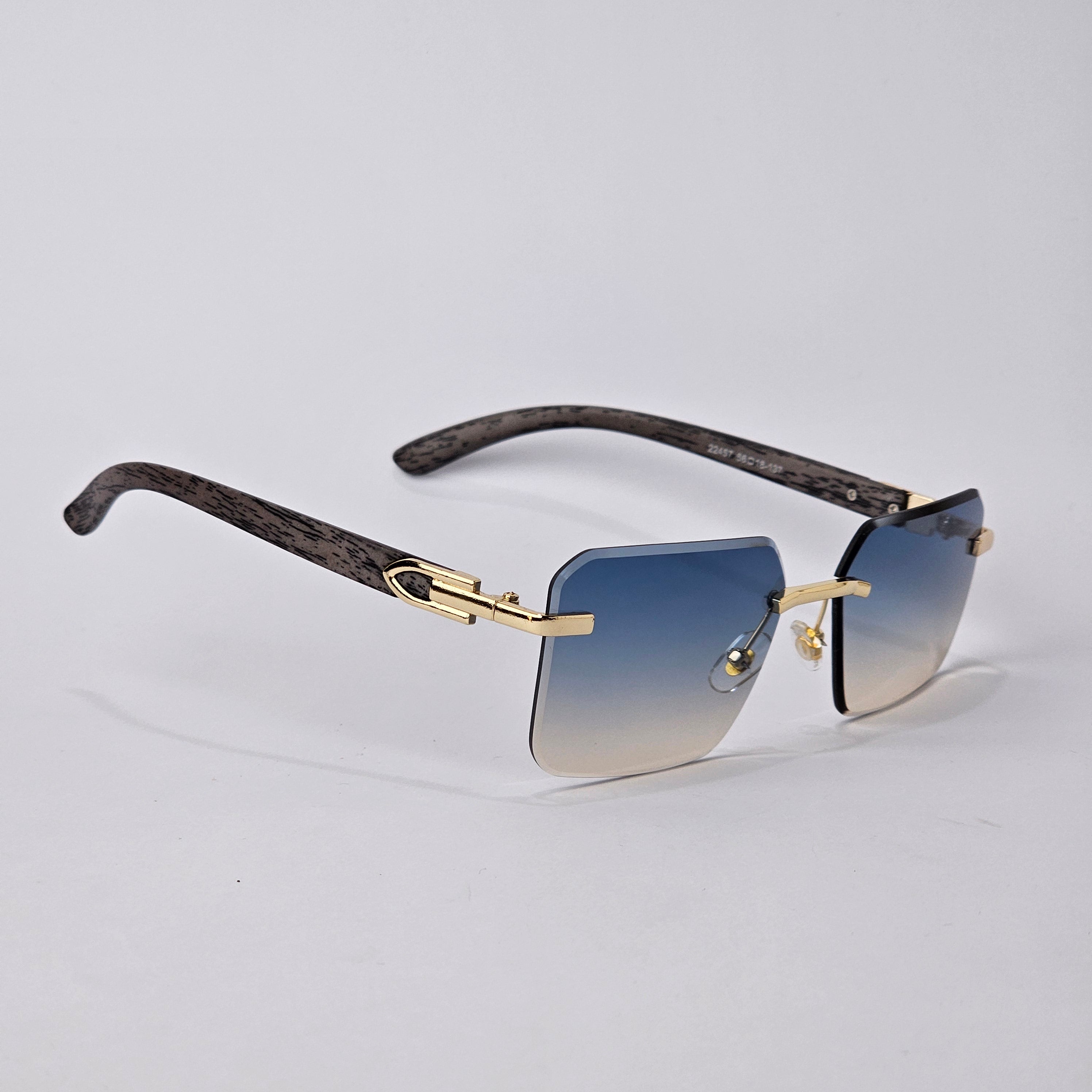 Rimless Wood - Unjaded - 22457 - Gold/blue