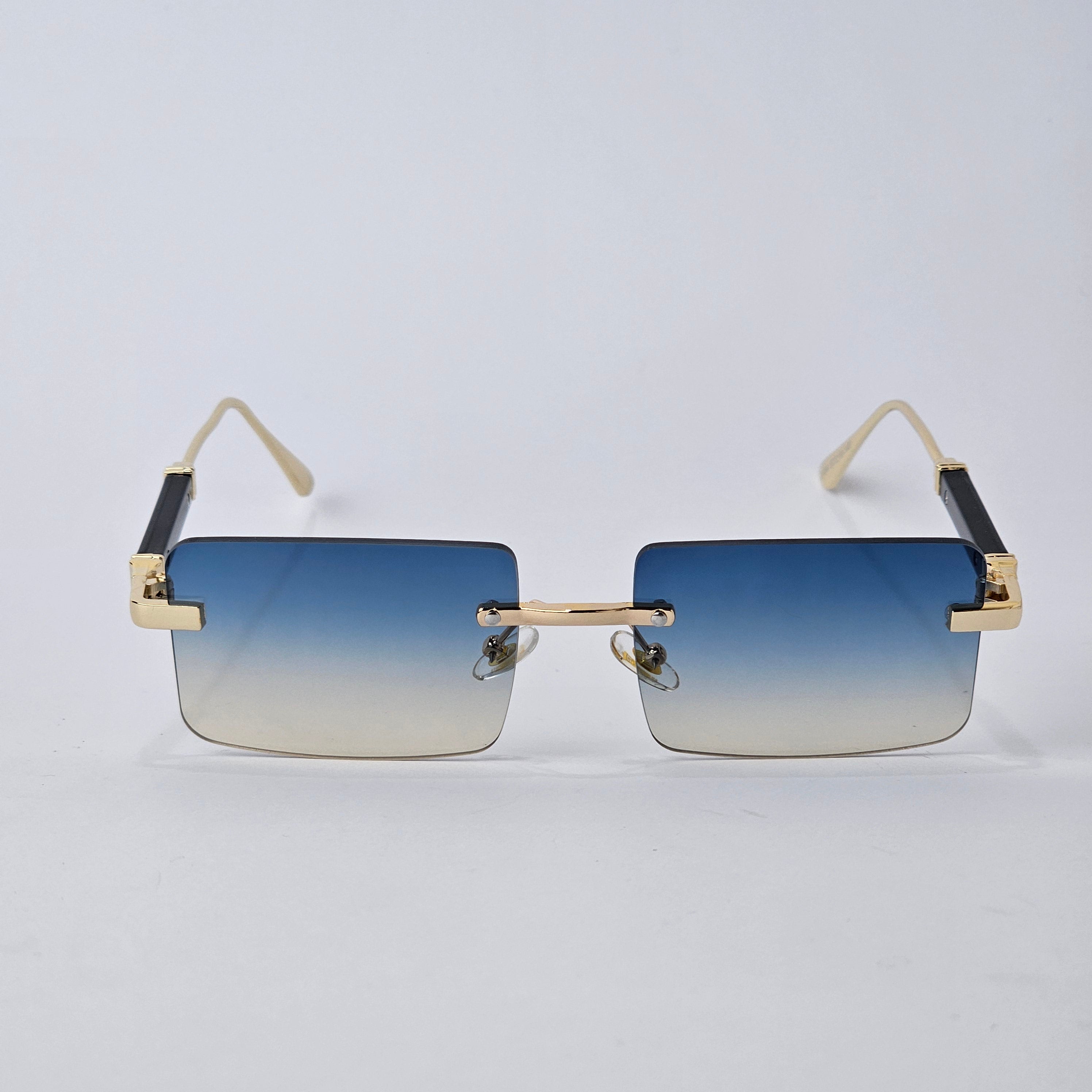 Rimless Rectangle - Unjaded - 22454 - Gold/Blue
