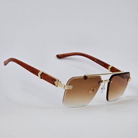 Cartier Rimless Wood - 82317 - Gold/Brown