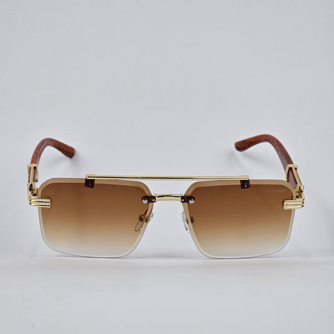 Cartier Rimless Wood - 82317 - Gold/Brown