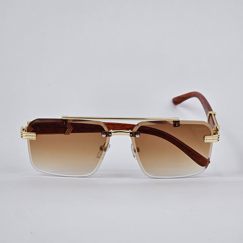 Cartier Rimless Wood - 82317 - Gold/Brown