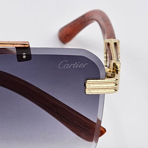 Cartier Rimless Wood - 82317 - Gold/Black