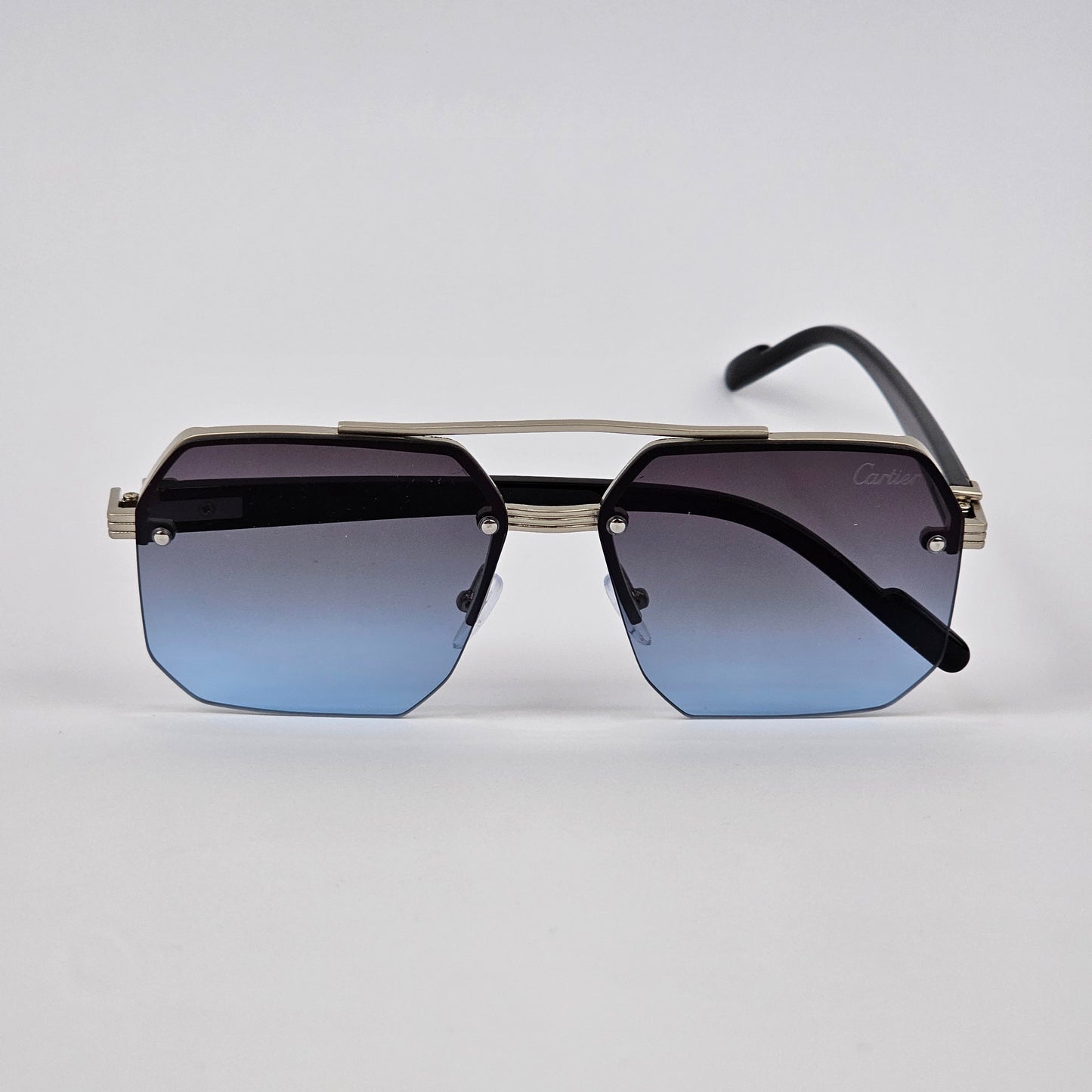 Cartier Rimless Aluminum Bridge - Silver/Blue