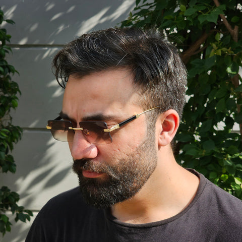 Rimless Rectangle - Unjaded - 22454 - Gold/Brown