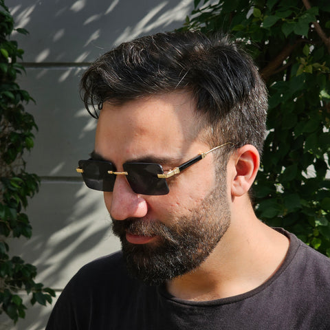 Rimless Rectangle - Unjaded - 22454 - Gold/Black