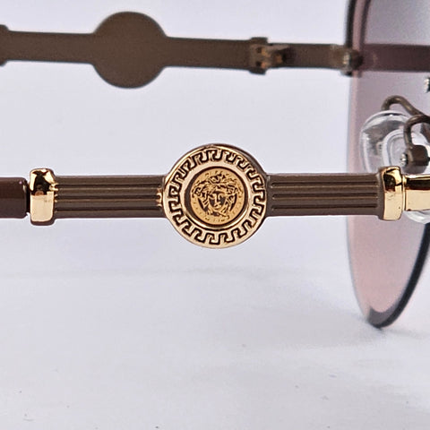 Bling Aviators - Versace - 2653 - Gold/Brown