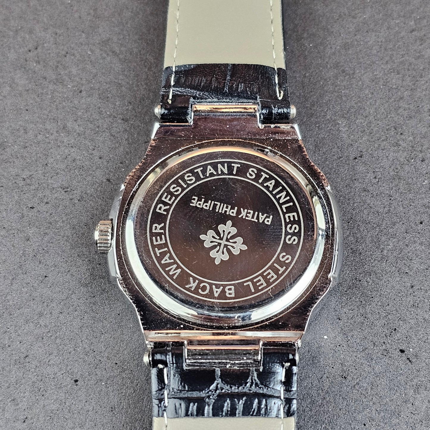 Patek Philippe - Silver - Black Leather Strap
