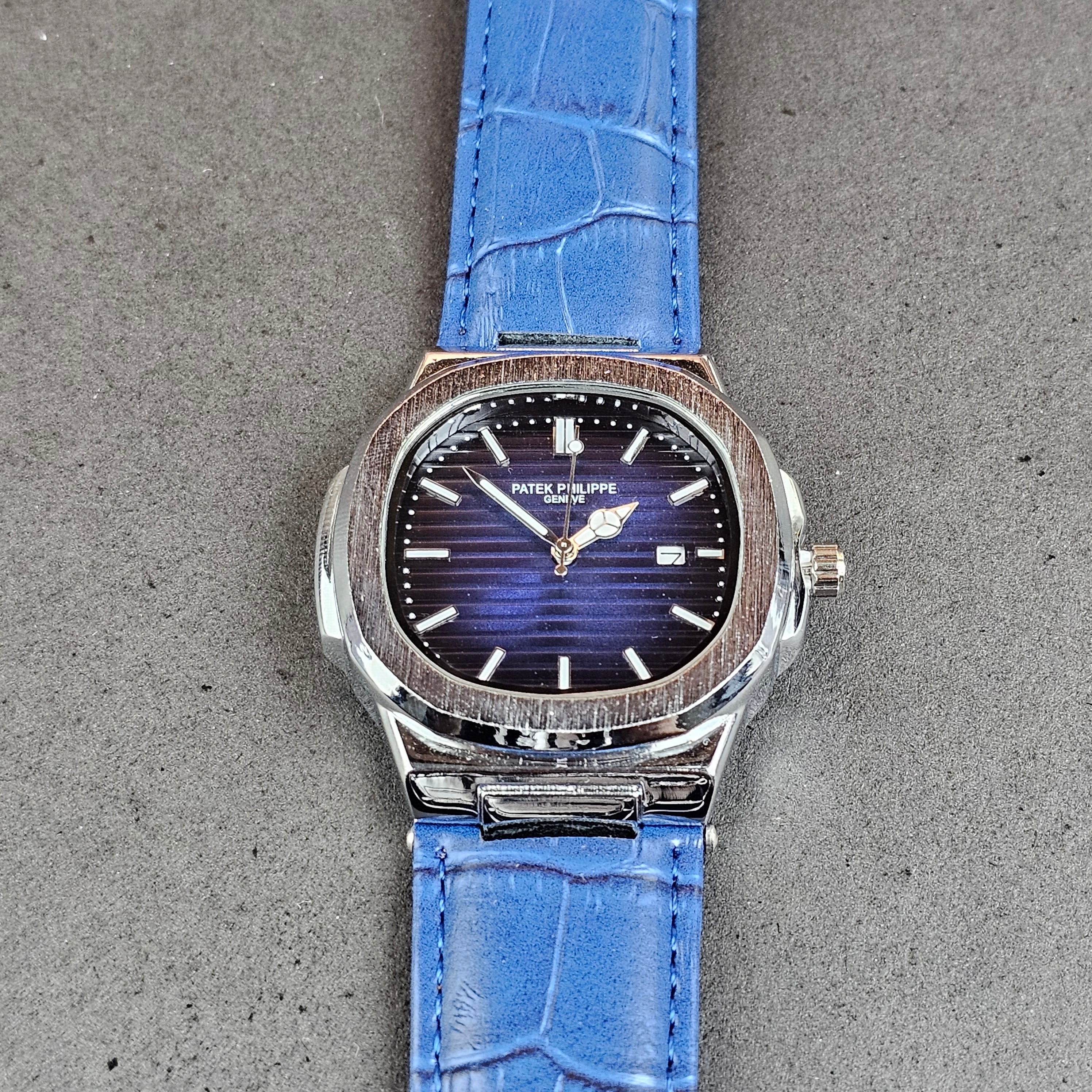 Patek Philippe - Silver - Blue Leather Strap