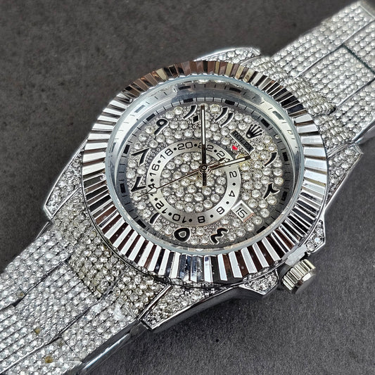 Rolex (ICED) - Silver - Silver Metal Chain