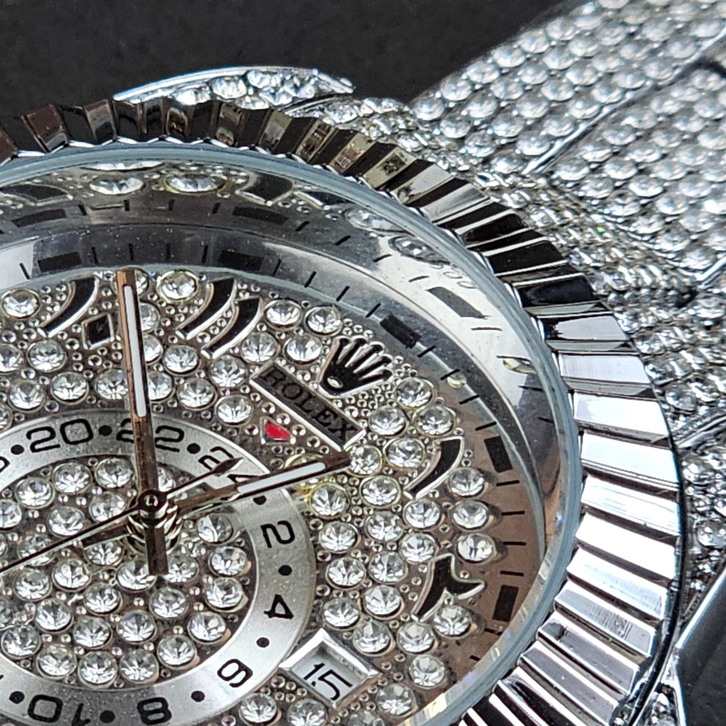 Rolex (ICED) - Silver - Silver Metal Chain