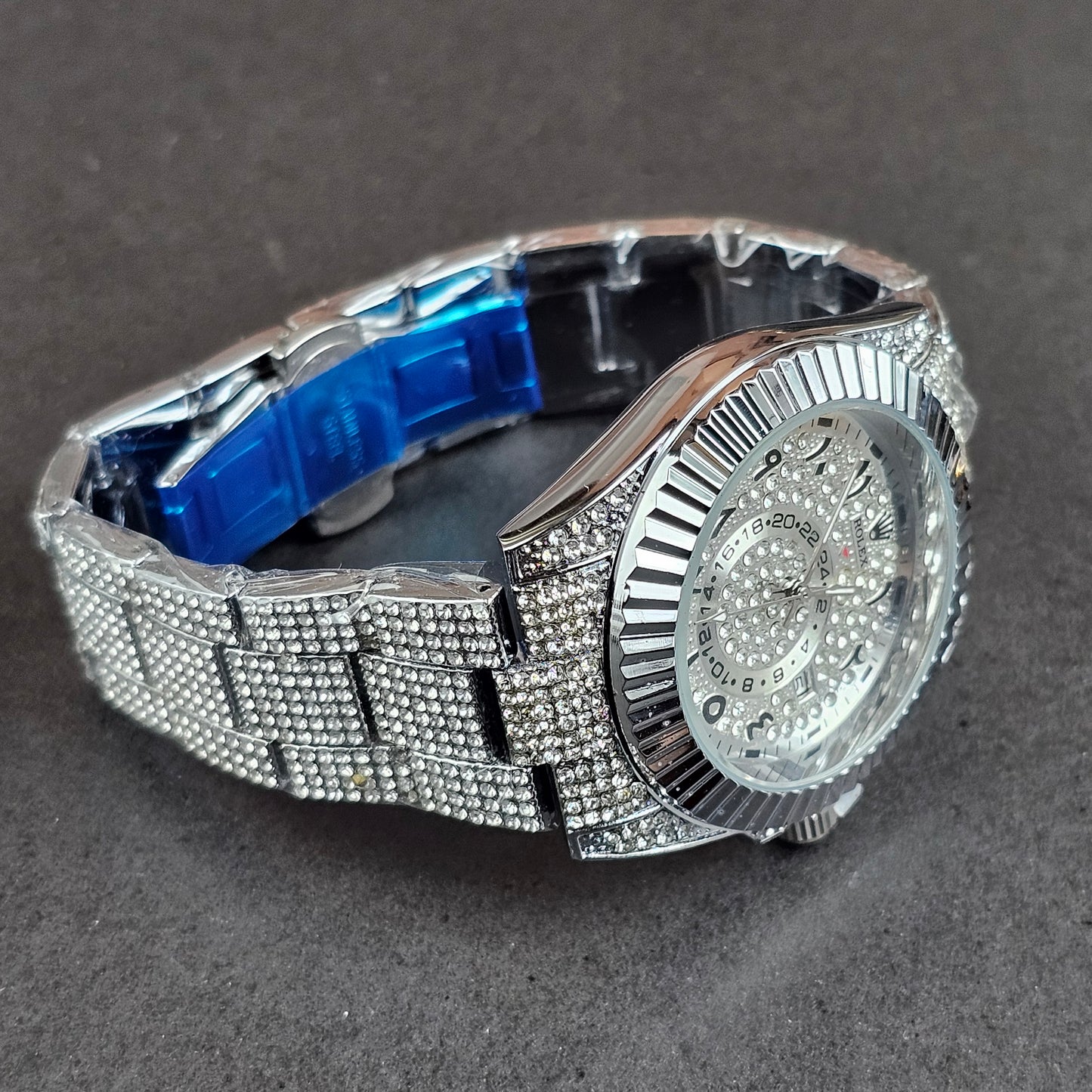 Rolex (ICED) - Silver - Silver Metal Chain