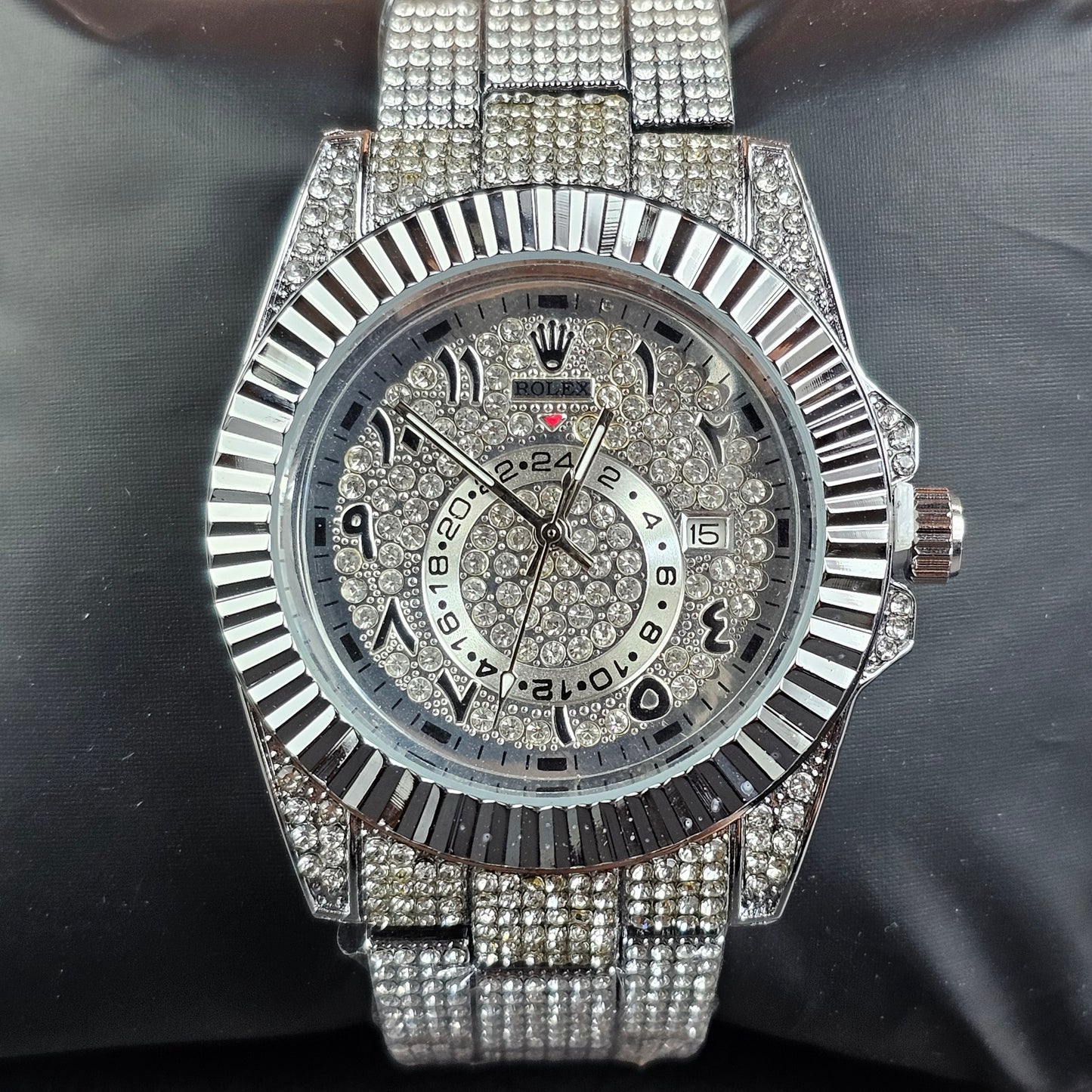 Rolex (ICED) - Silver - Silver Metal Chain