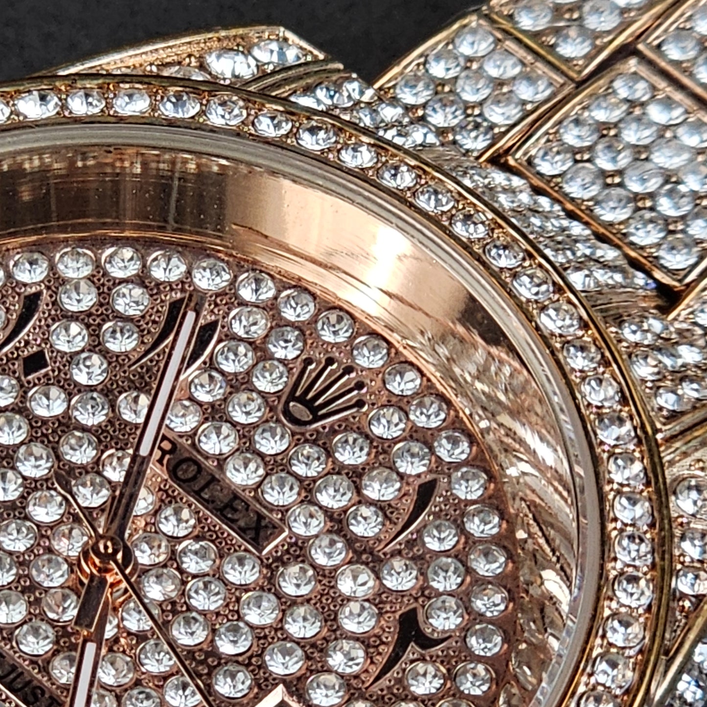 Rolex (ICED) - Rose Gold - Rose Gold Metal Chain