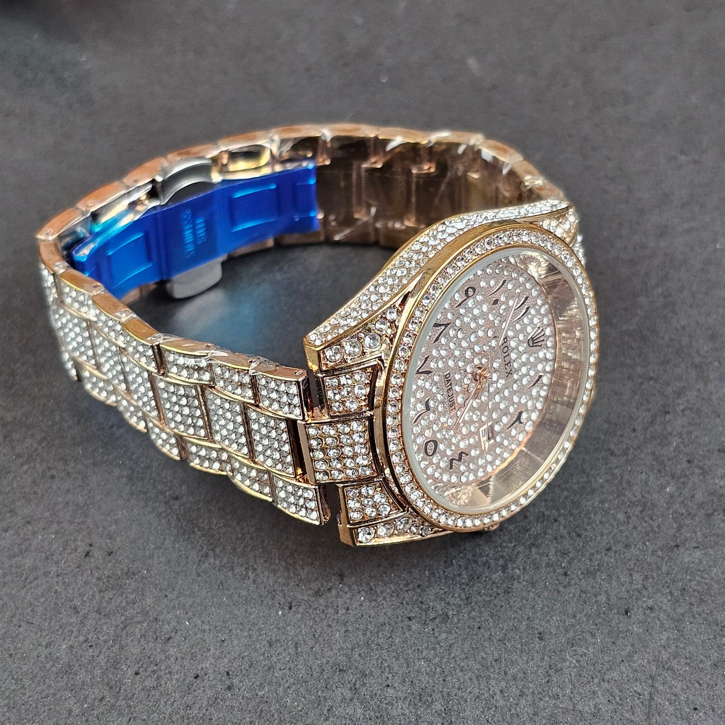 Rolex (ICED) - Rose Gold - Rose Gold Metal Chain