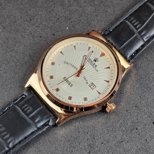 Rolex - Daytona - Gold - Black Genuine Leather Strap