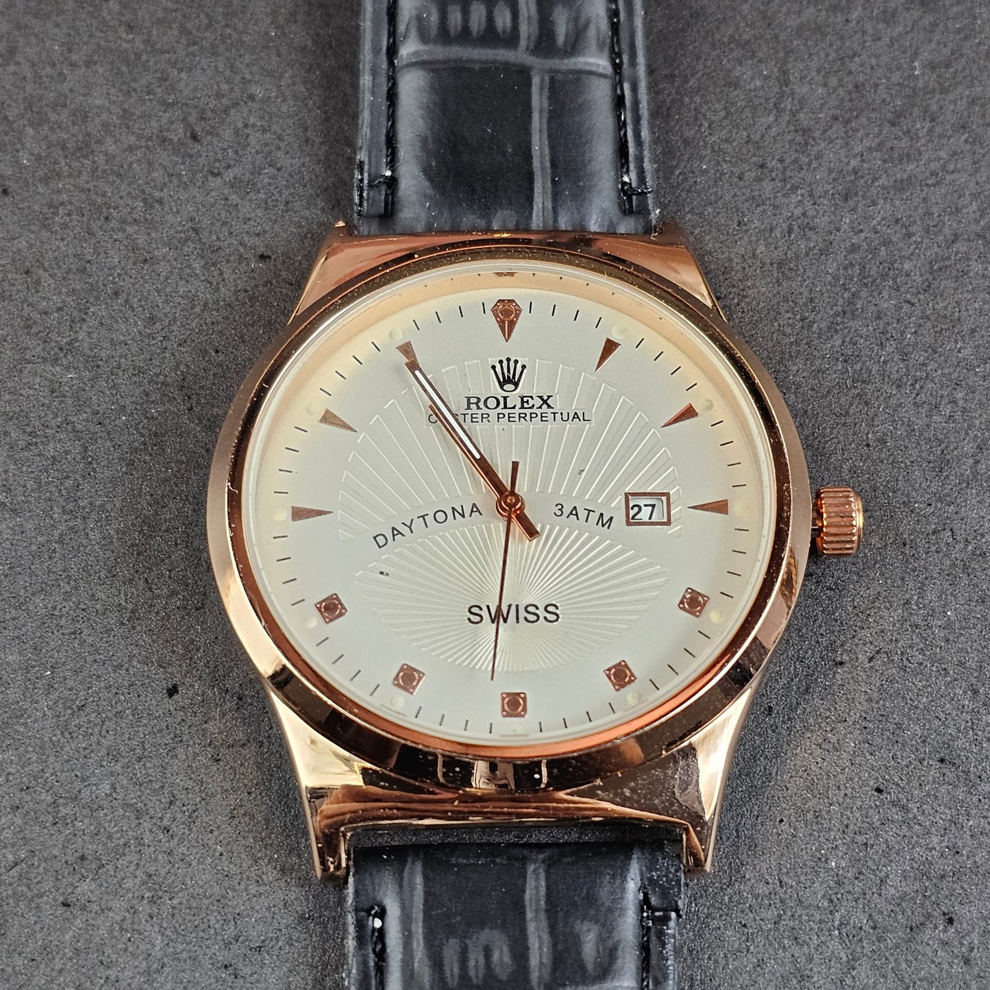 Rolex - Daytona - Gold - Black Genuine Leather Strap