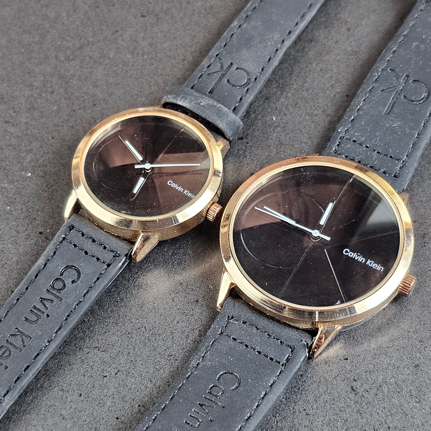 CK His & Her Combo - Gold (Black Dial) - Black Strap