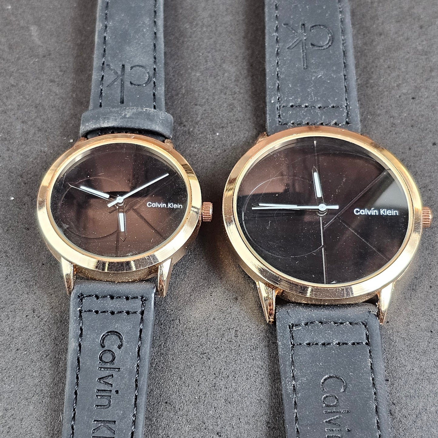 CK His & Her Combo - Gold (Black Dial) - Black Strap