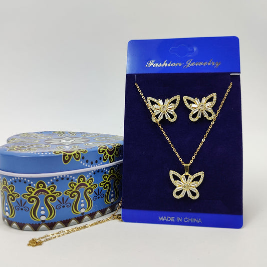 Gold Butterfly Jewelry Set - 400-011