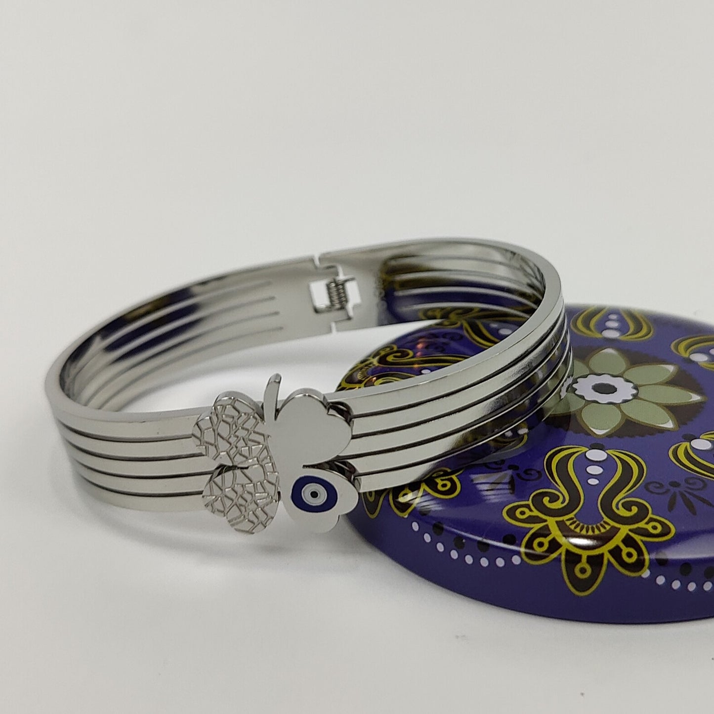 Silver Evil Eye Cuff Bracelet - 430-006