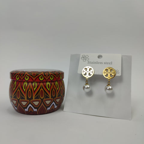 Golden Pearl Earrings - 180-019