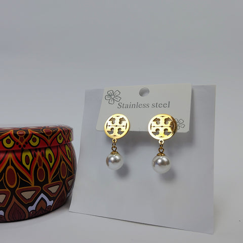 Golden Pearl Earrings - 180-019