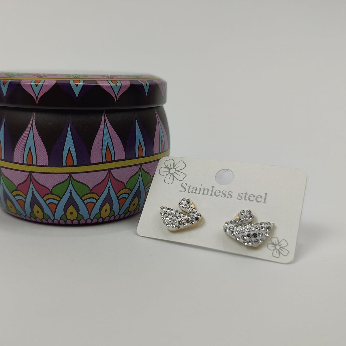 Sparkling Swan Studs - 160-004