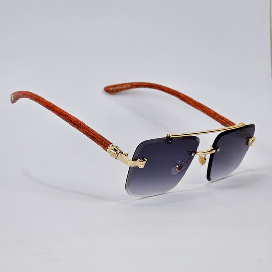 Rimless Bridged Wood - Unjaded - 22510 - Gold/Black