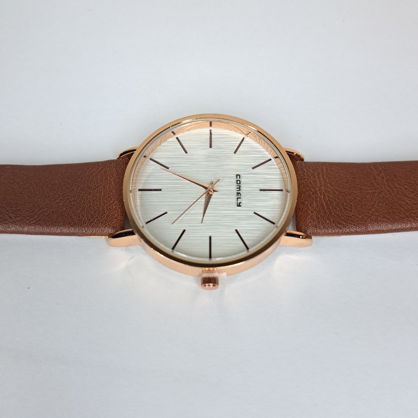 Comly - Gold - Brown Leather Strap